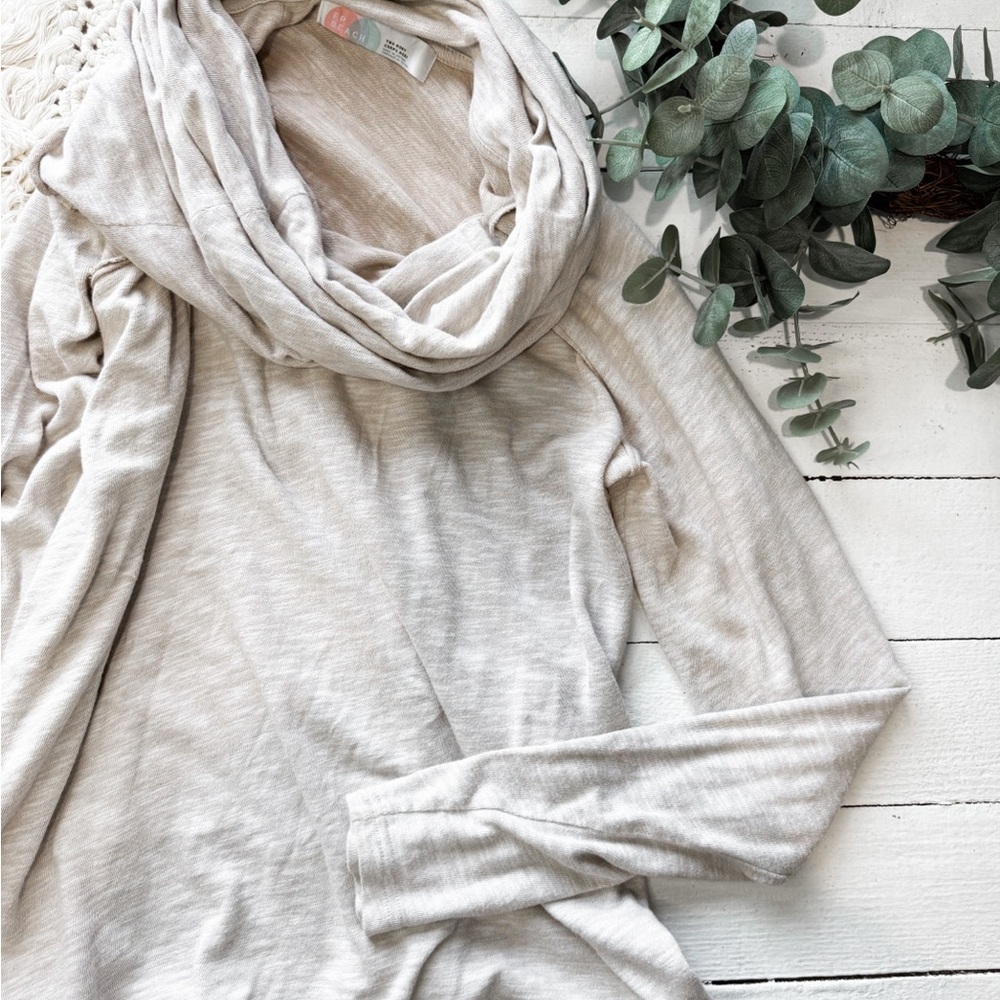 Free People Light Beige Cowl Neck Sweater